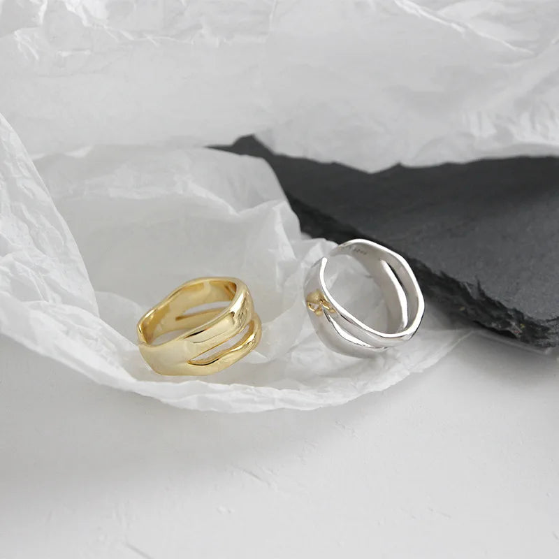 Silver Color Trendy Elegant Twist Two Circle Rings