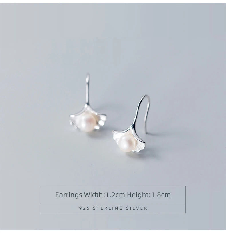 925 Sterling Silver Shell Pearl Drop Earrings