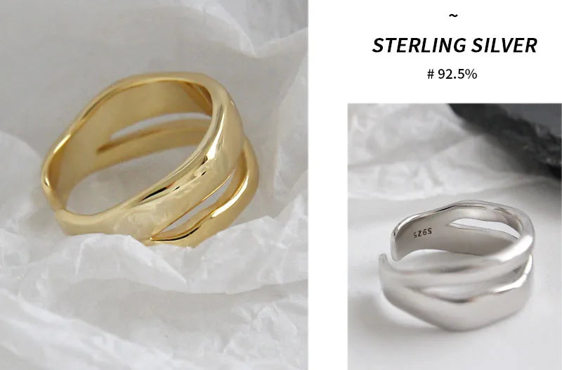 Silver Color Trendy Elegant Twist Two Circle Rings