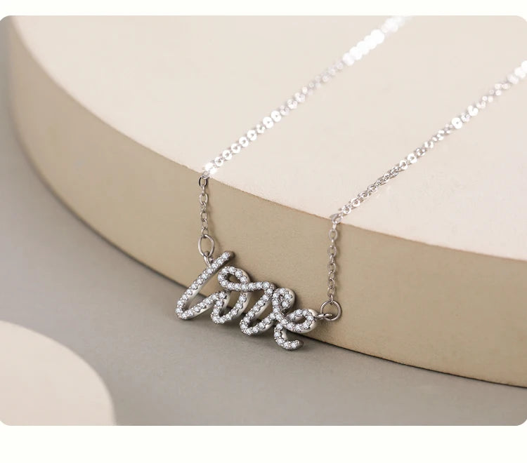 925 Sterling Silver Elegant Love Letter Necklace