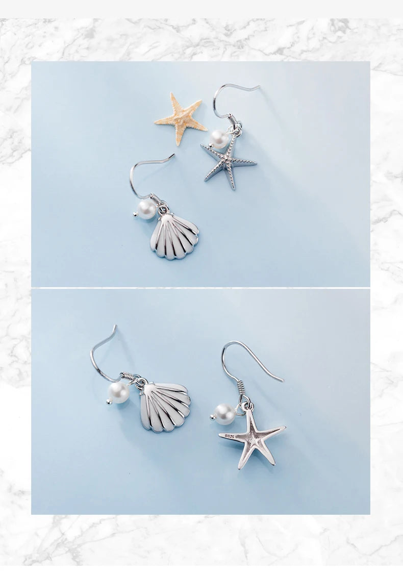 Fresh Romantic Shell Starfish Dangle Earring