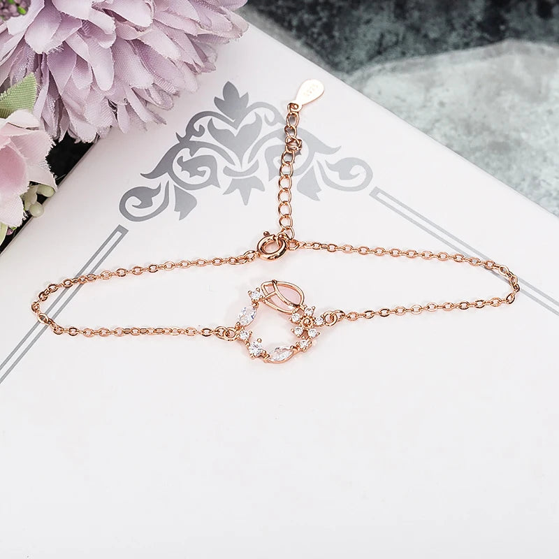 Rose Gold Necklace Earrings Jewelry Sets