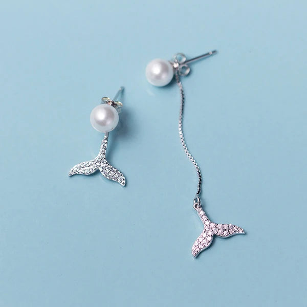 925 Sterling Silver Pearl Shining CZ Lovely  Dop  Earring