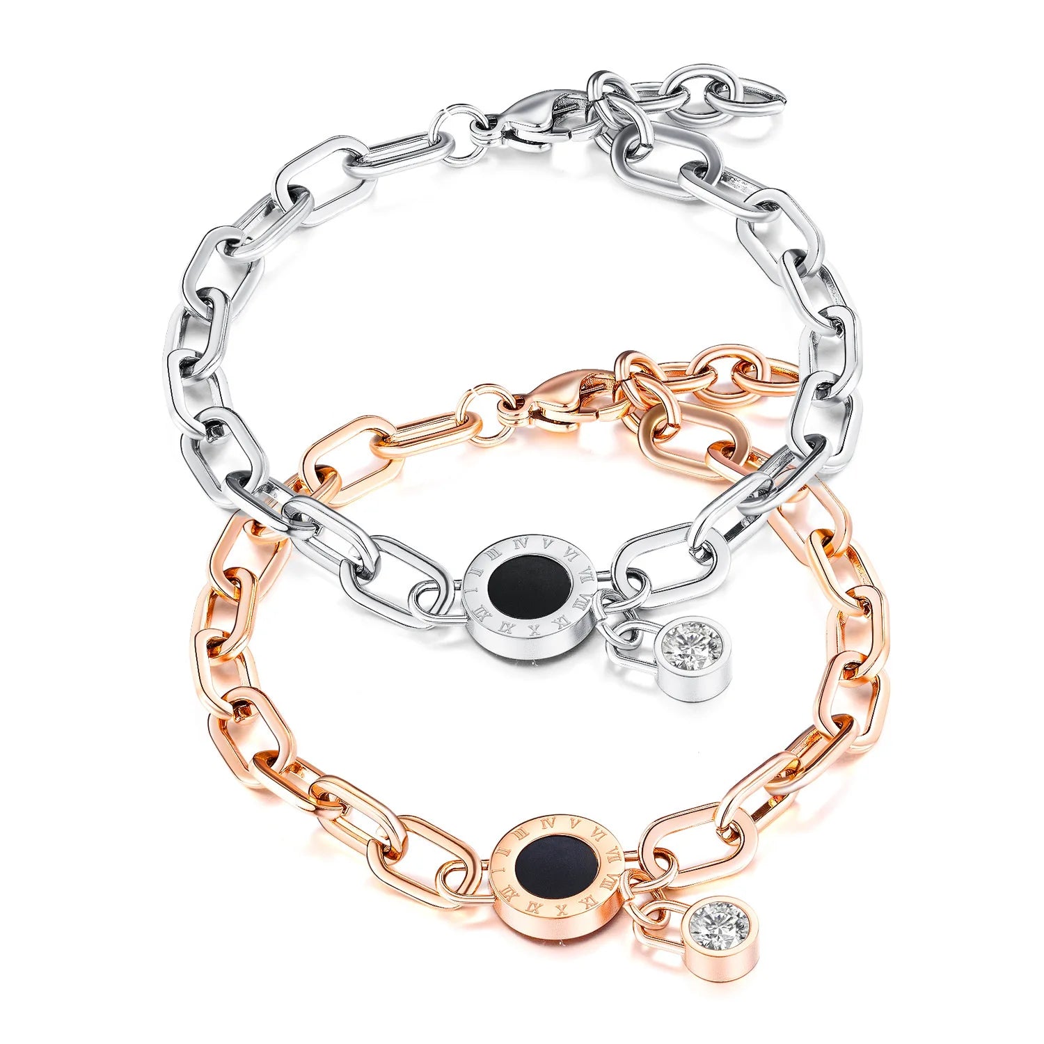 Rose Gold Color Roman Number CZ Bracelet