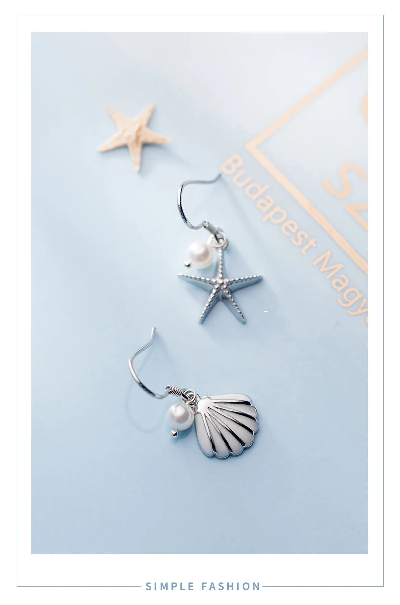 Fresh Romantic Shell Starfish Dangle Earring