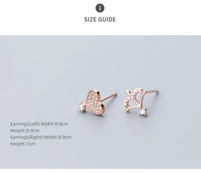 Cupid And Hearts Clear CZ Stud Earrings