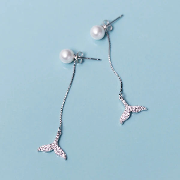 925 Sterling Silver Pearl Shining CZ Lovely  Dop  Earring