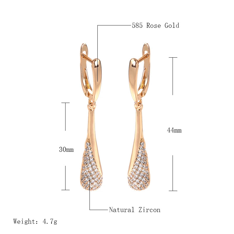 Sparkling Natural Zircon Long Dangle Earrings