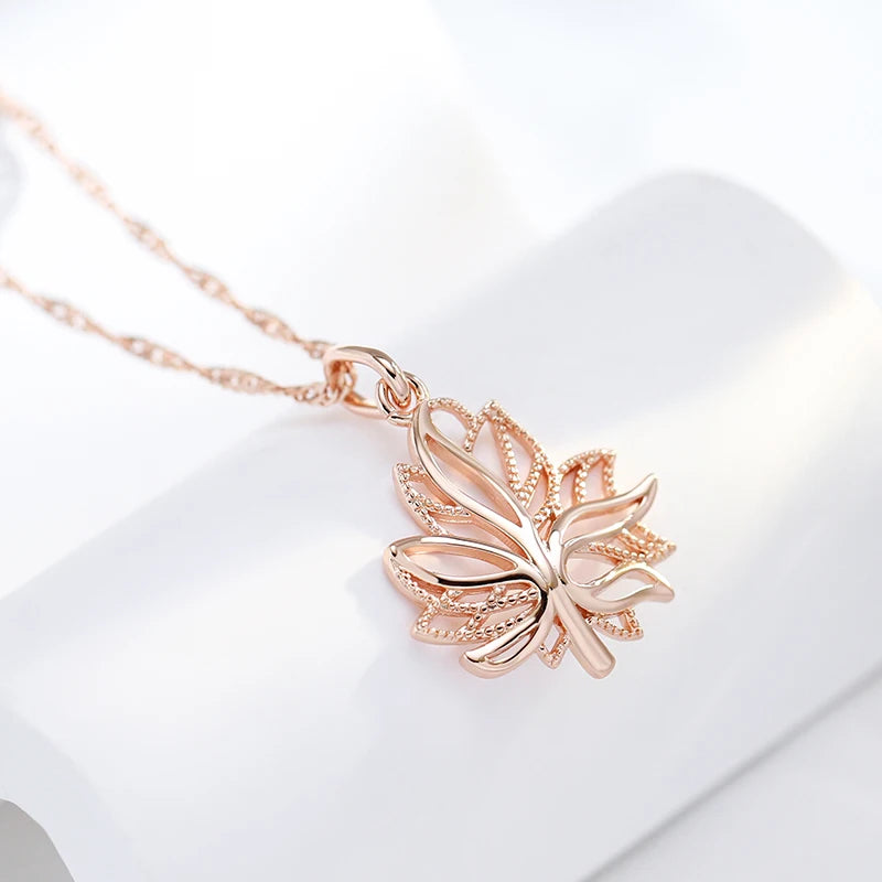 Maple Leaf Pendant 585 Plated Gold Color Fashion  Necklace