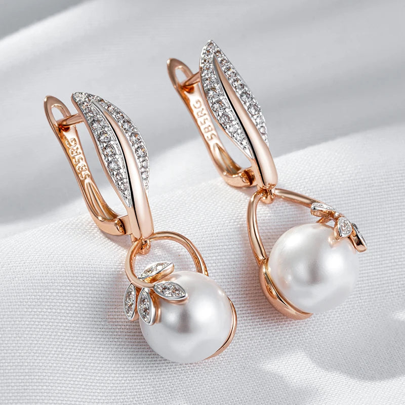 Crystal Flower Pearl Drop Earrings