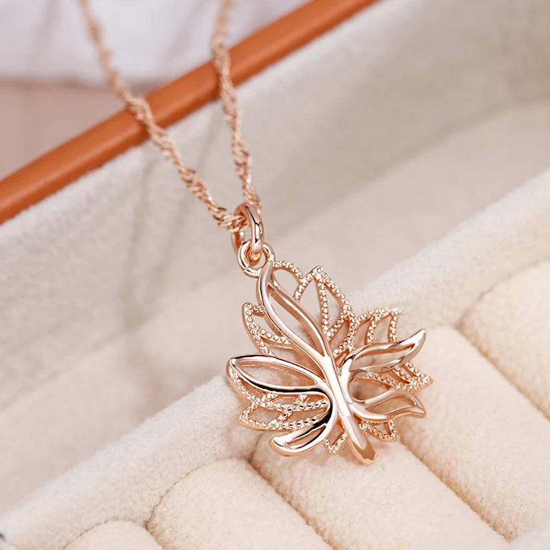 Maple Leaf Pendant 585 Plated Gold Color Fashion  Necklace