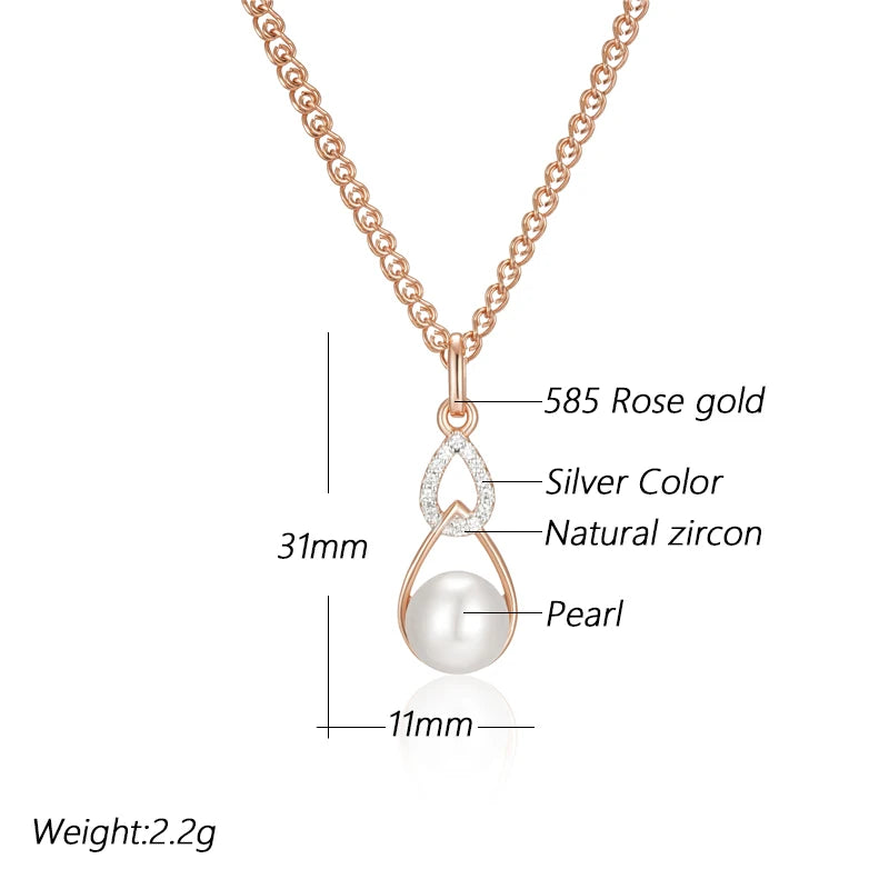 Luxury 585 Rose Gold Silver Color Mix Pendant Necklace