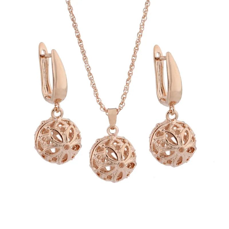 Classic 585 Rose Gold Color Jewelry Set