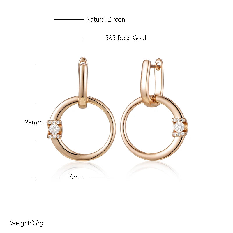 Rose Gold Color Glossy Hollow Round Drop Earring