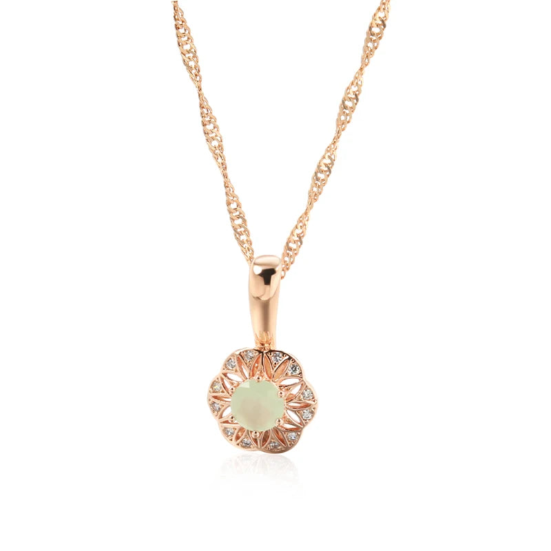 Lake Green Natural Zircon Pendant Necklace