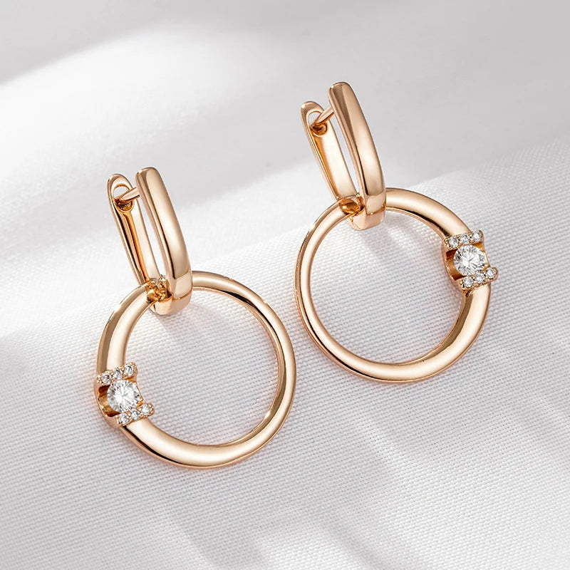 Rose Gold Color Glossy Hollow Round Drop Earring