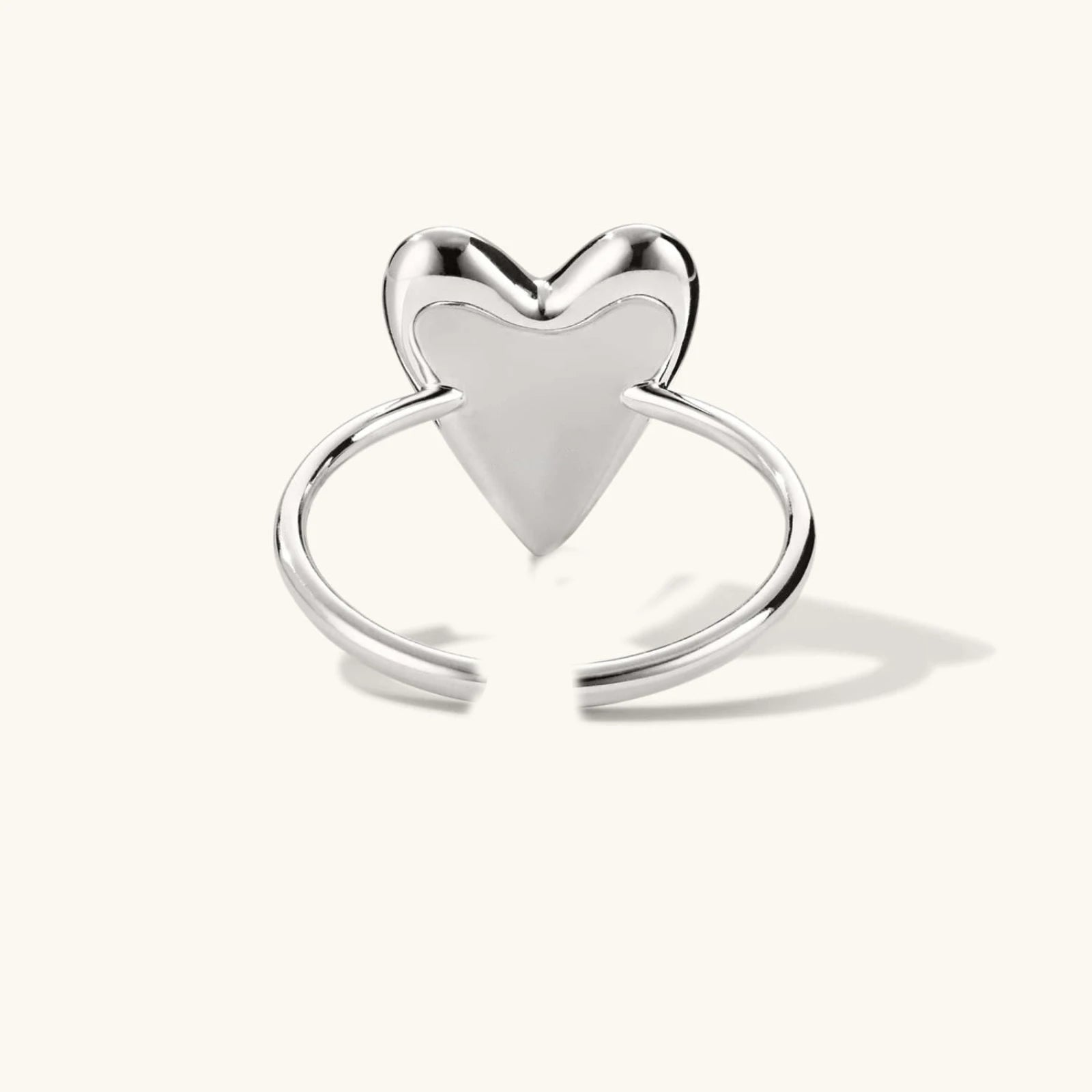 925 Sterling Silver Heart Adjustable Open Ring