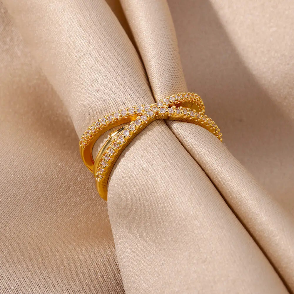 Zircon Twist Chain Open Rings