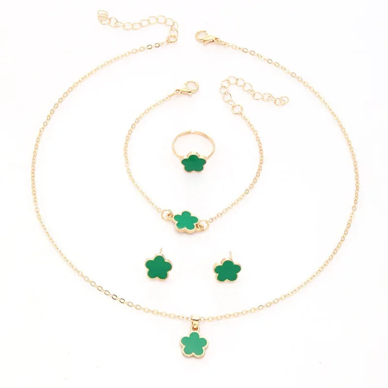 Lucky Five-petal Flower Clover Party Jewelry set