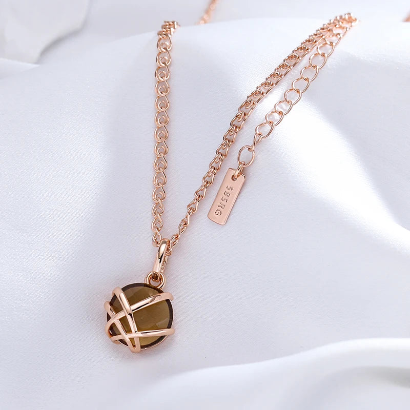 Light Brown Natural Zircon Pendant Necklace