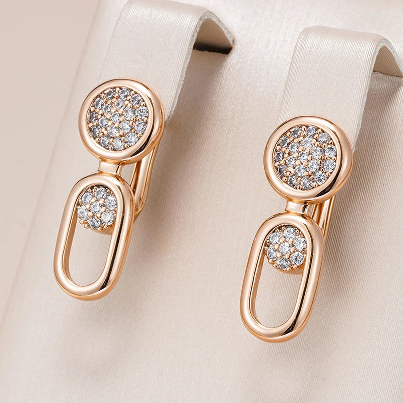 Rose Gold Geometric Drop Earrings\