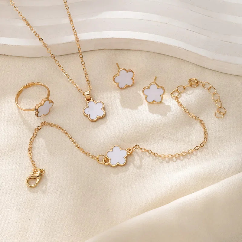 Lucky Five-petal Flower Clover Party Jewelry set