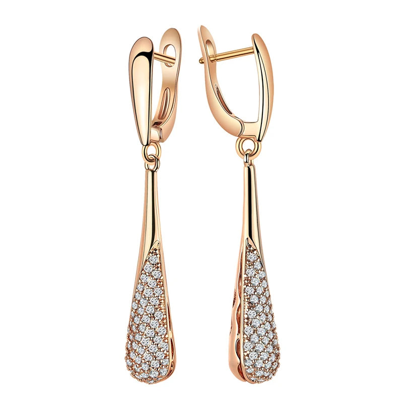 Sparkling Natural Zircon Long Dangle Earrings