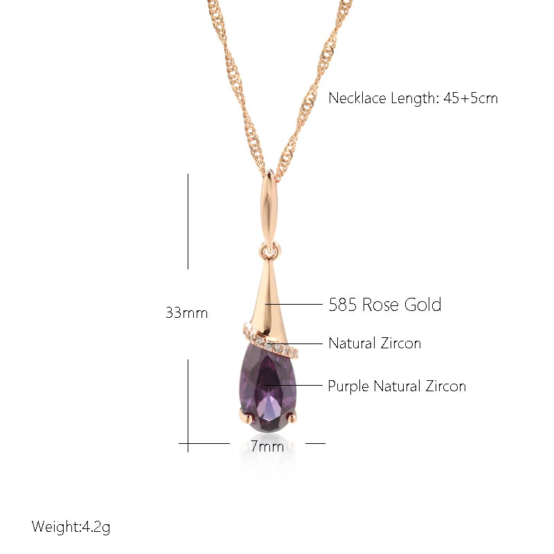 Fashion 585 Rose Gold Color Long Pendant Necklace