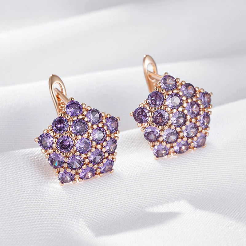 Shiny Purple Natural Zircon Drop Earrings