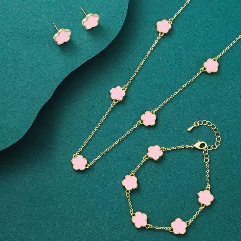 Lucky Five-petal Flower Clover Party Jewelry set