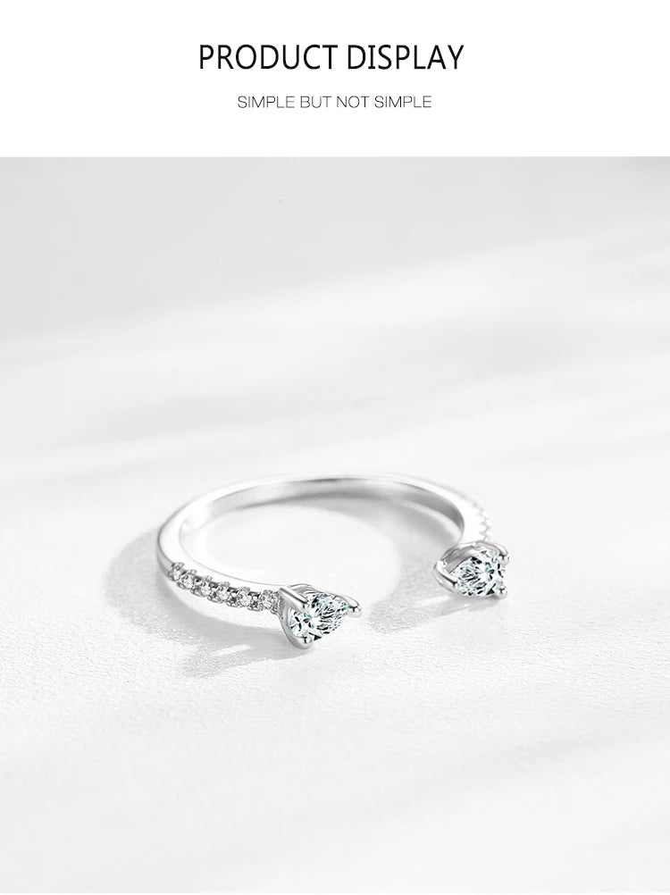 925 Sterling Silver Water Drop Shape Dazzling Finger Ring