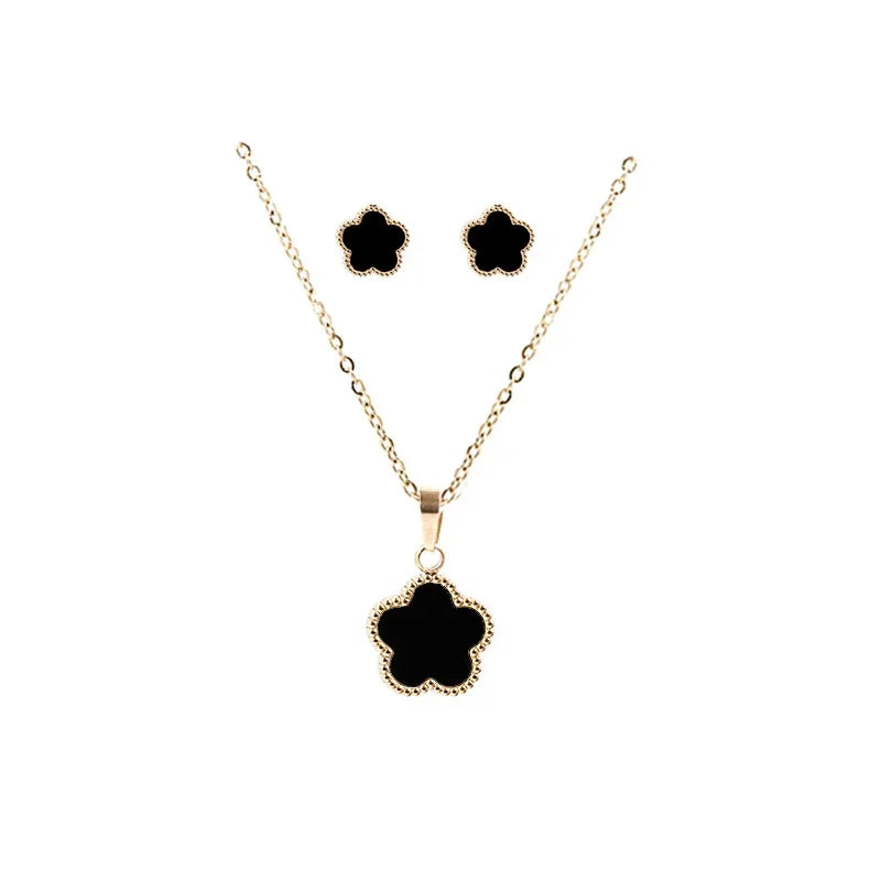 Lucky Five-petal Flower Clover Party Jewelry set