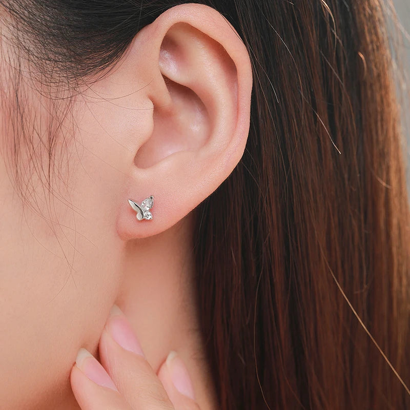 925 Sterling Silver Cute Butterfly Stud Earrings