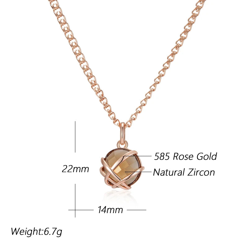 Light Brown Natural Zircon Pendant Necklace