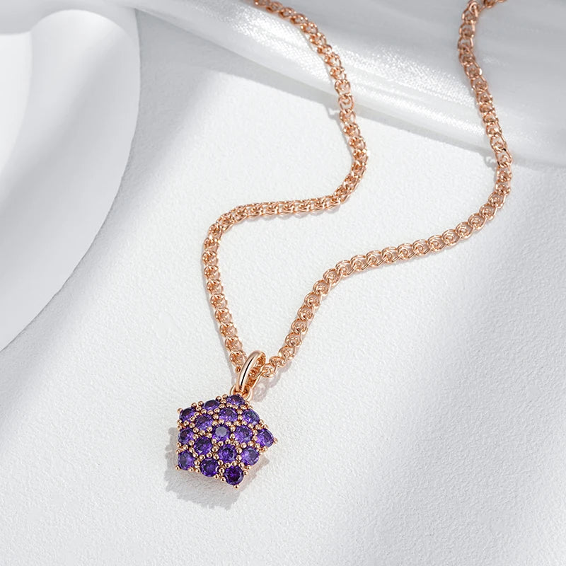 Shiny Purple Natural Zircon Pendant Necklace