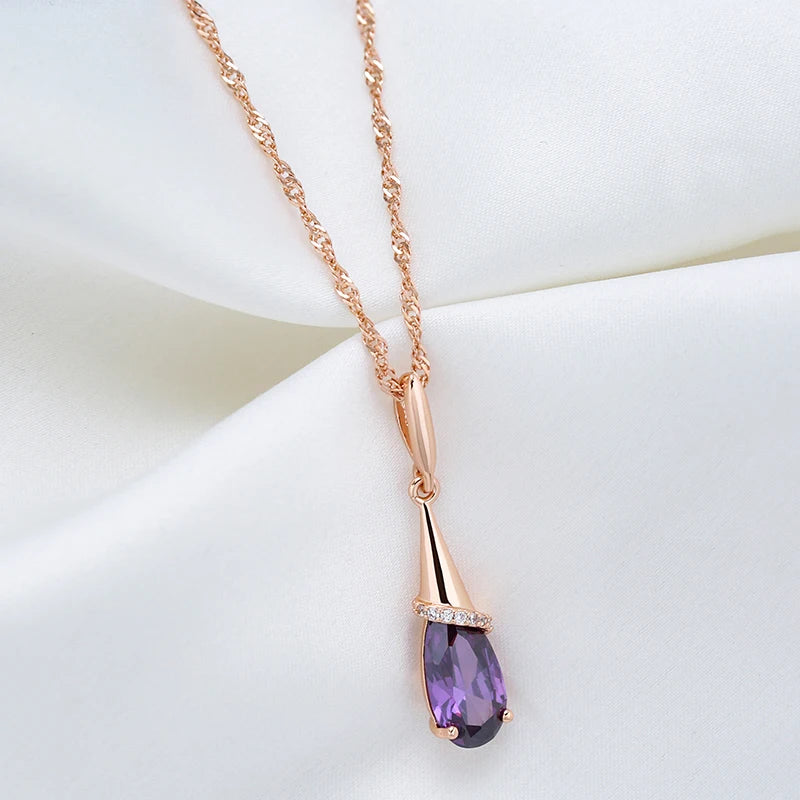 Fashion 585 Rose Gold Color Long Pendant Necklace