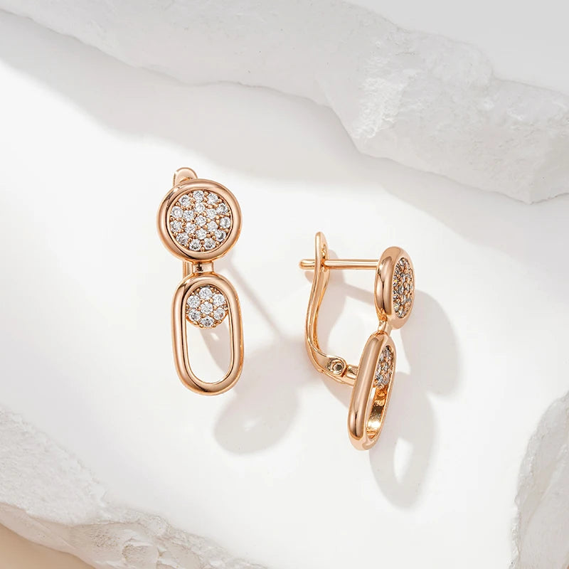 Rose Gold Geometric Drop Earrings\