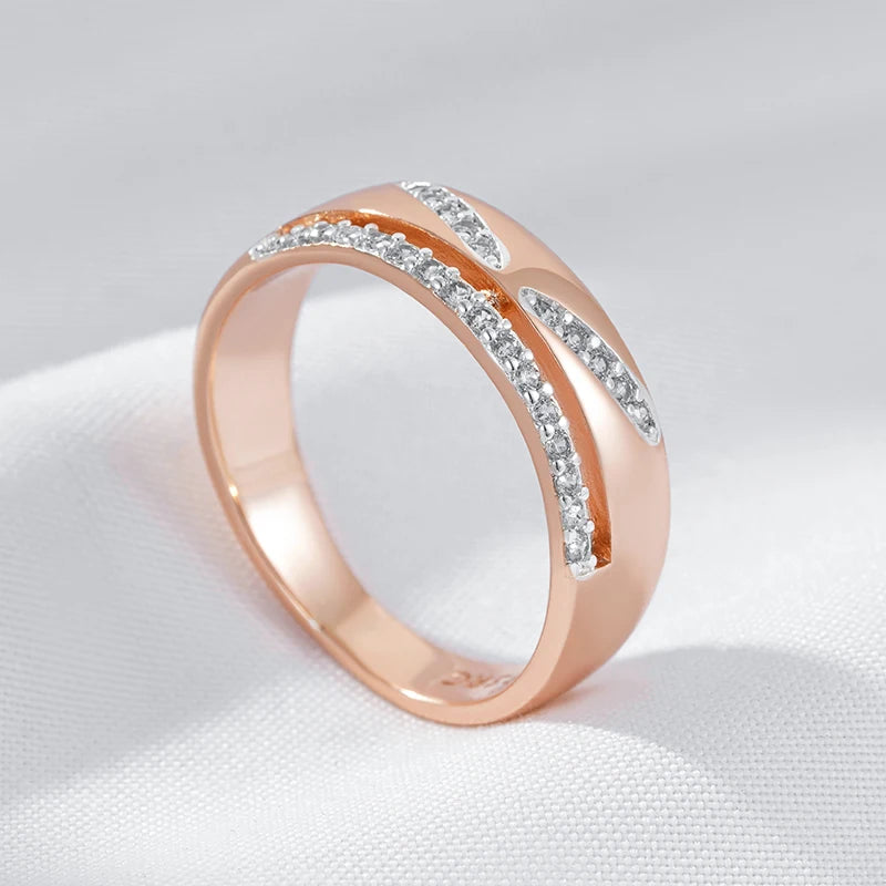 Luxury Shiny Natural Zircon Bridal Wedding Rings