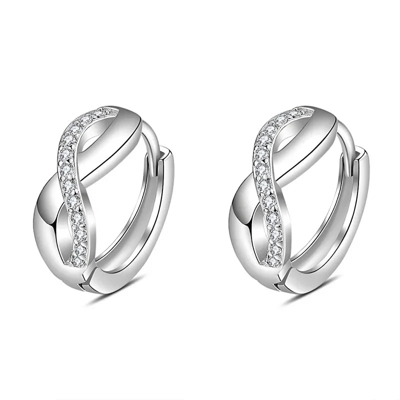 Silver Needle Twist Infinity Eternal Endless  Earrings