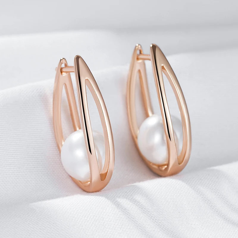 Glossy Pearl Dangle Earrings