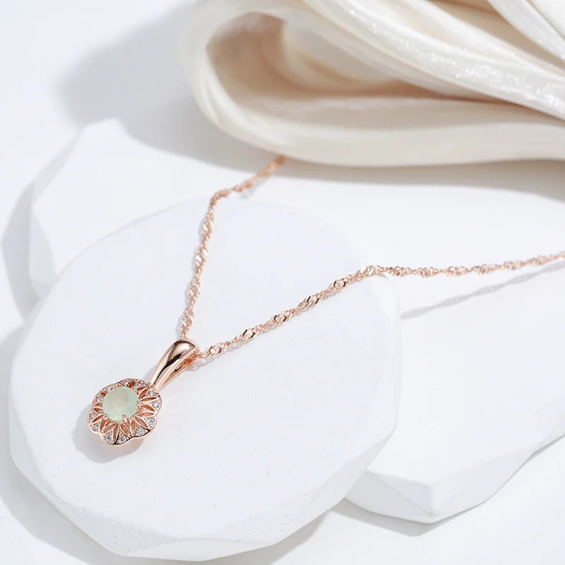 Lake Green Natural Zircon Pendant Necklace