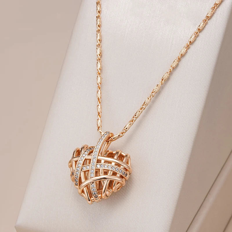 Unique Hollow Heart Pendant Necklace