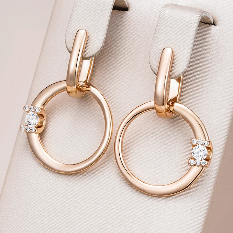 Rose Gold Color Glossy Hollow Round Drop Earring