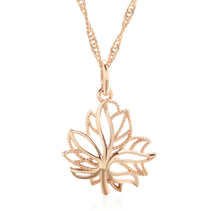 Maple Leaf Pendant 585 Plated Gold Color Fashion  Necklace