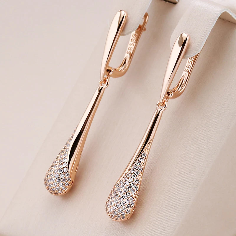 Sparkling Natural Zircon Long Dangle Earrings