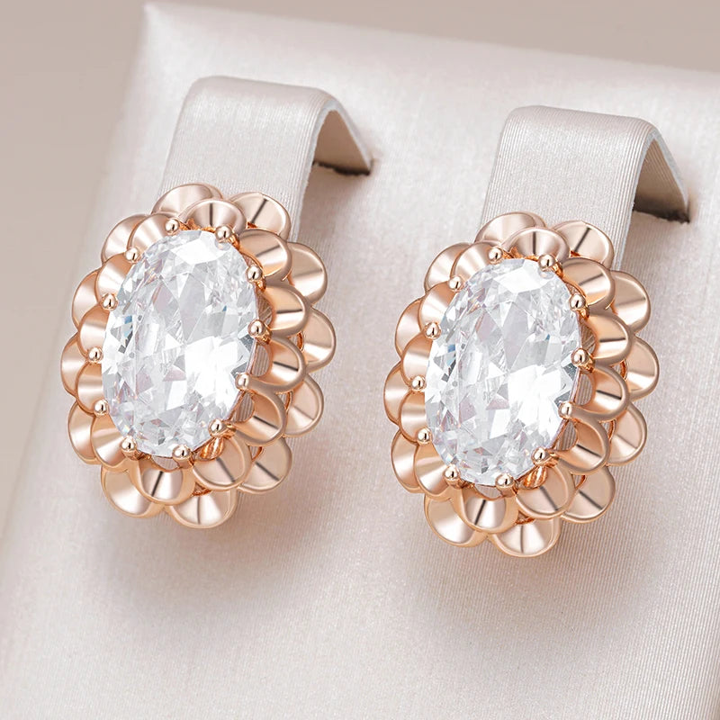 Classic Big Oval Natural Zircon Earrings