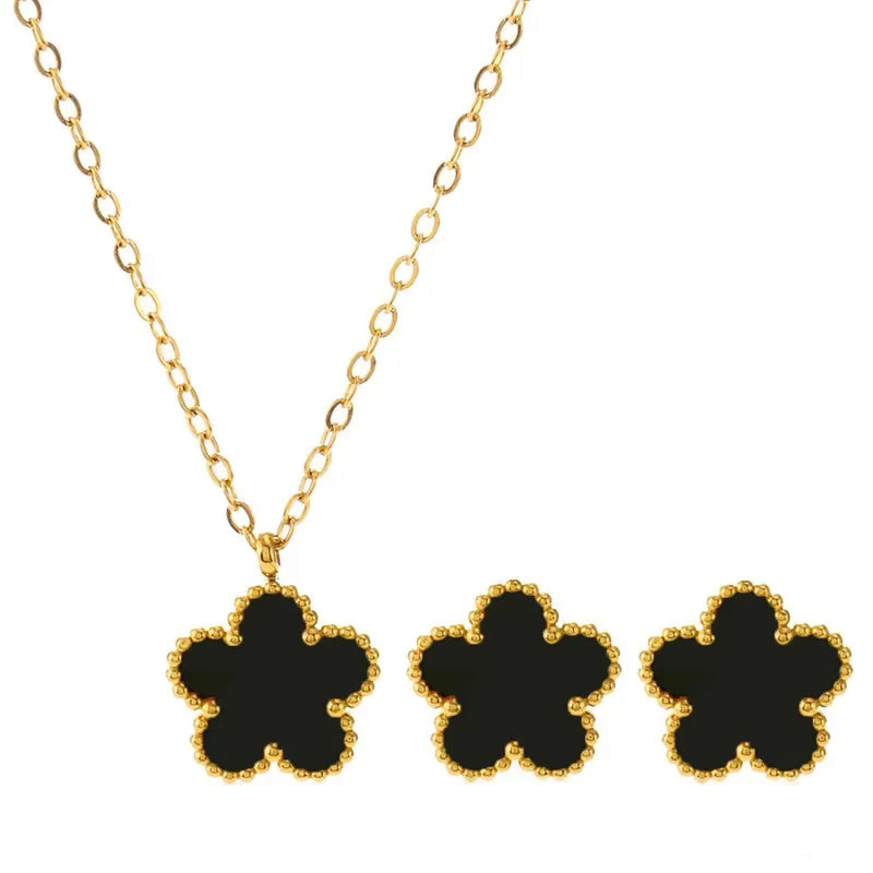 Lucky Five-petal Flower Clover Party Jewelry set