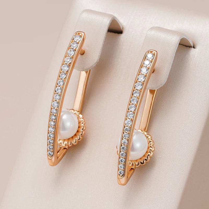 Luxury Long V Shape Pearl Drop Earrings