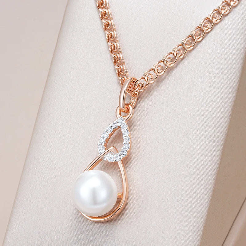 Luxury 585 Rose Gold Silver Color Mix Pendant Necklace