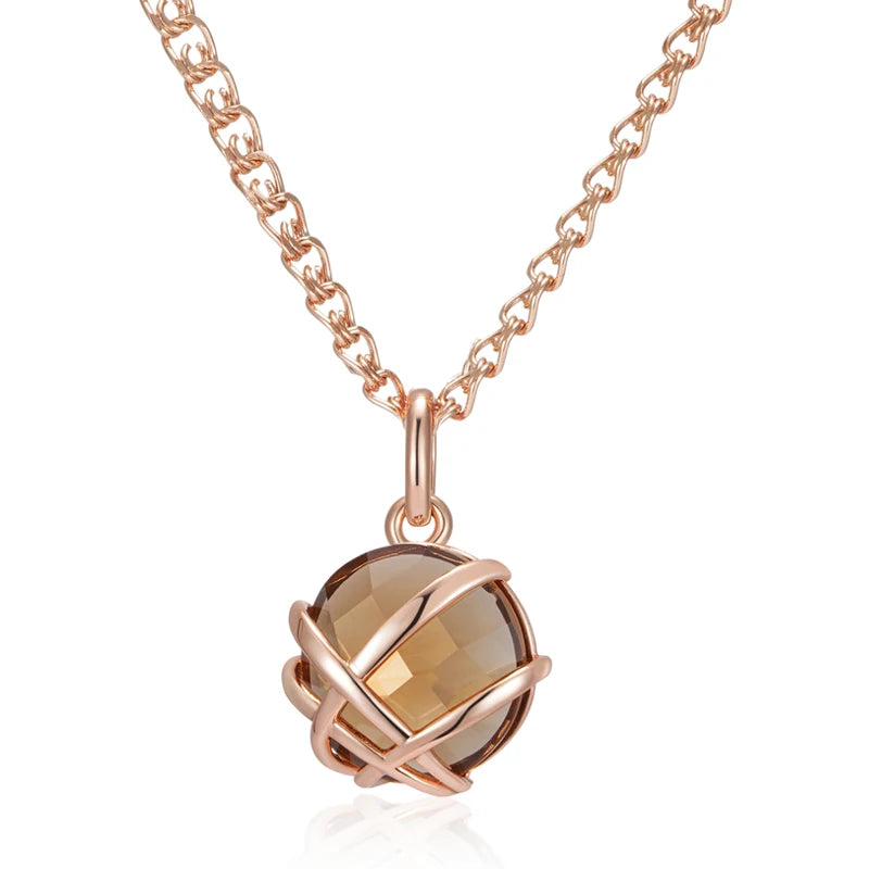 Light Brown Natural Zircon Pendant Necklace